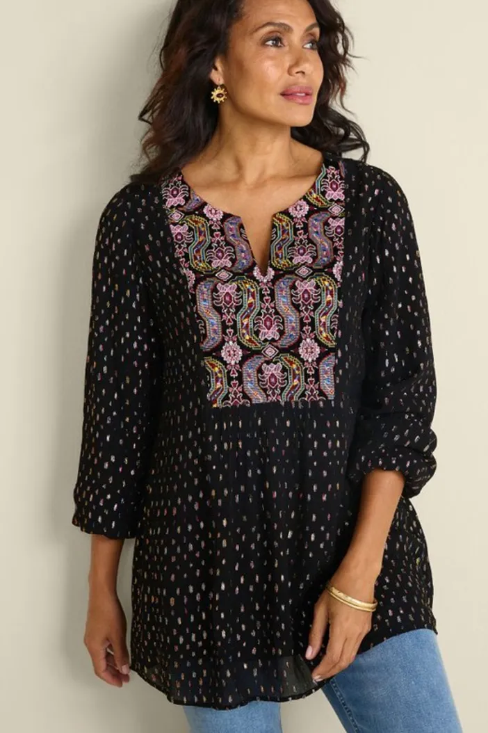 Soft Surroundings Tops|Wynn Shimmer Tunic Black