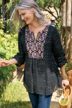 Soft Surroundings Tops|Wynn Shimmer Tunic Black