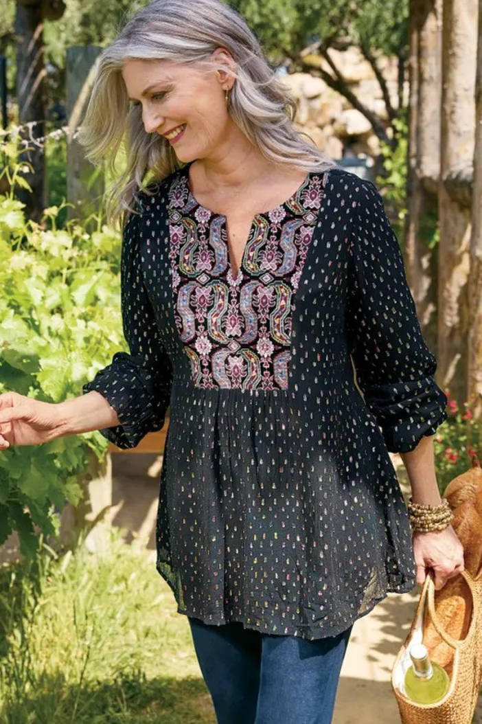 Soft Surroundings Tops|Wynn Shimmer Tunic Black