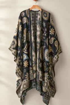 Soft Surroundings Toppers|Jackets & Coats|Yasmin Embroidered Wrap BlackMulti