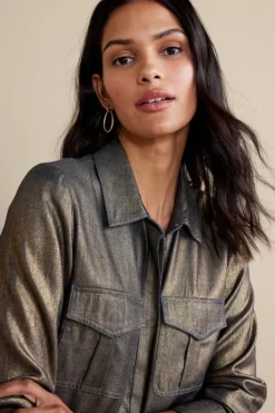 Soft Surroundings Tops|Zafina Shirt MetallicGoldLuster