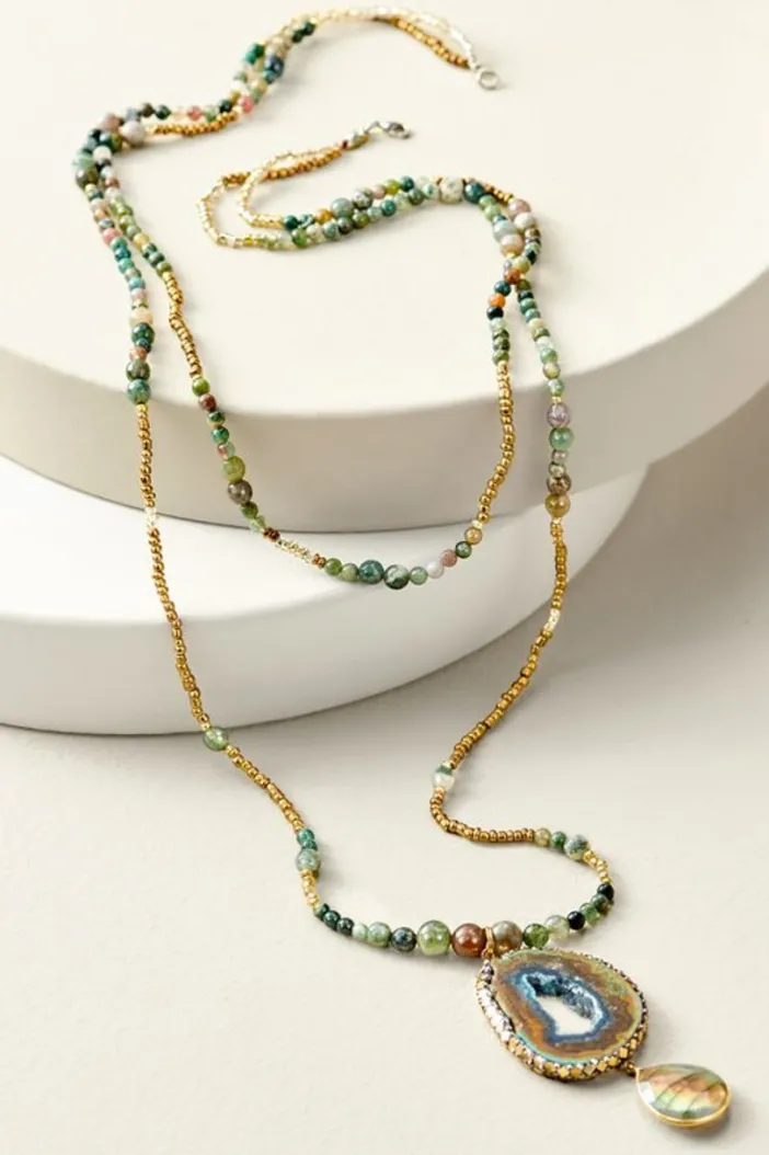 Soft Surroundings Jewelry|Necklaces|Zelda Layered Necklace GreenMulti