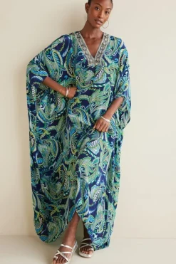 Soft Surroundings Dresses|Zorica Caftan CoastalPaisleyBlue